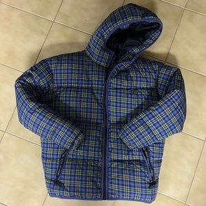 Blue Puffer Jacket  in check (unisex)